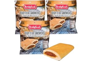 Bridgford BBQ Beef Shelf-Stable Sandwich - Survival Food Storage Meals - 3 Pack - Smoky Barbecue Flavored Camping Food for Backpacking Ideal for Camping and Hiking - Long Shelf Life Emergency Meal