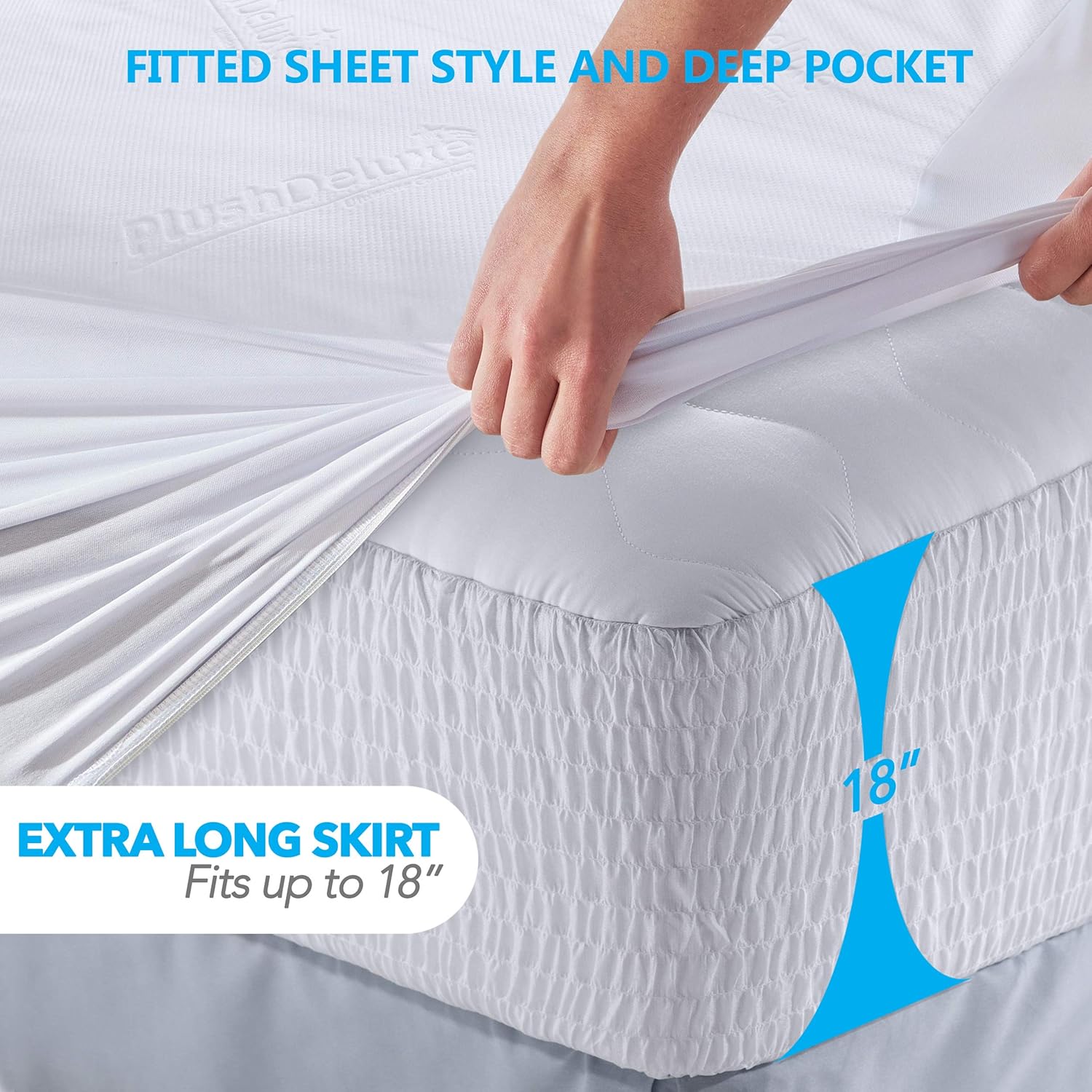 PlushDeluxe Premium Bamboo Mattress Protector – Waterproof, Hypoallergenic & Ultra Soft Breathable Bed Mattress Cover for Maximum Comfort & Protection - PVC, Phthalate (King Size): Home & Kitchen