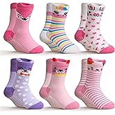 DoSmart Kids Fuzzy Slipper Socks Boys Girls Toddler Non Slip Warm Fluffy Winter Funny Thick Cozy Grips Socks 6 Pairs