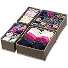 SimpleHouseware Closet Underwear Organizer Drawer Divider 4 Set, Brown