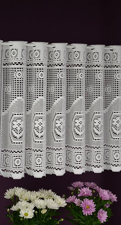 Hossner Scheibengardine nach Maß Lamellenpanneau Bistrogardine Kurzstore Landhaus Look Shabby Höhe 50 cm - Breite der Gardine