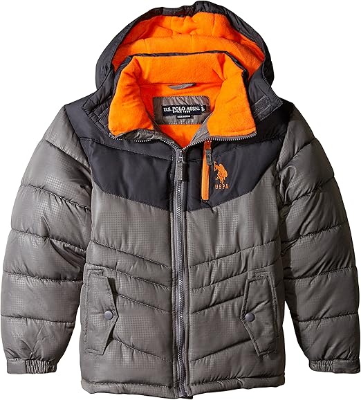 Amazon.com: U.S. Polo Association Big Boys' Puffer Jacket with Hood, Quiet Shade, 10/12: Clothing