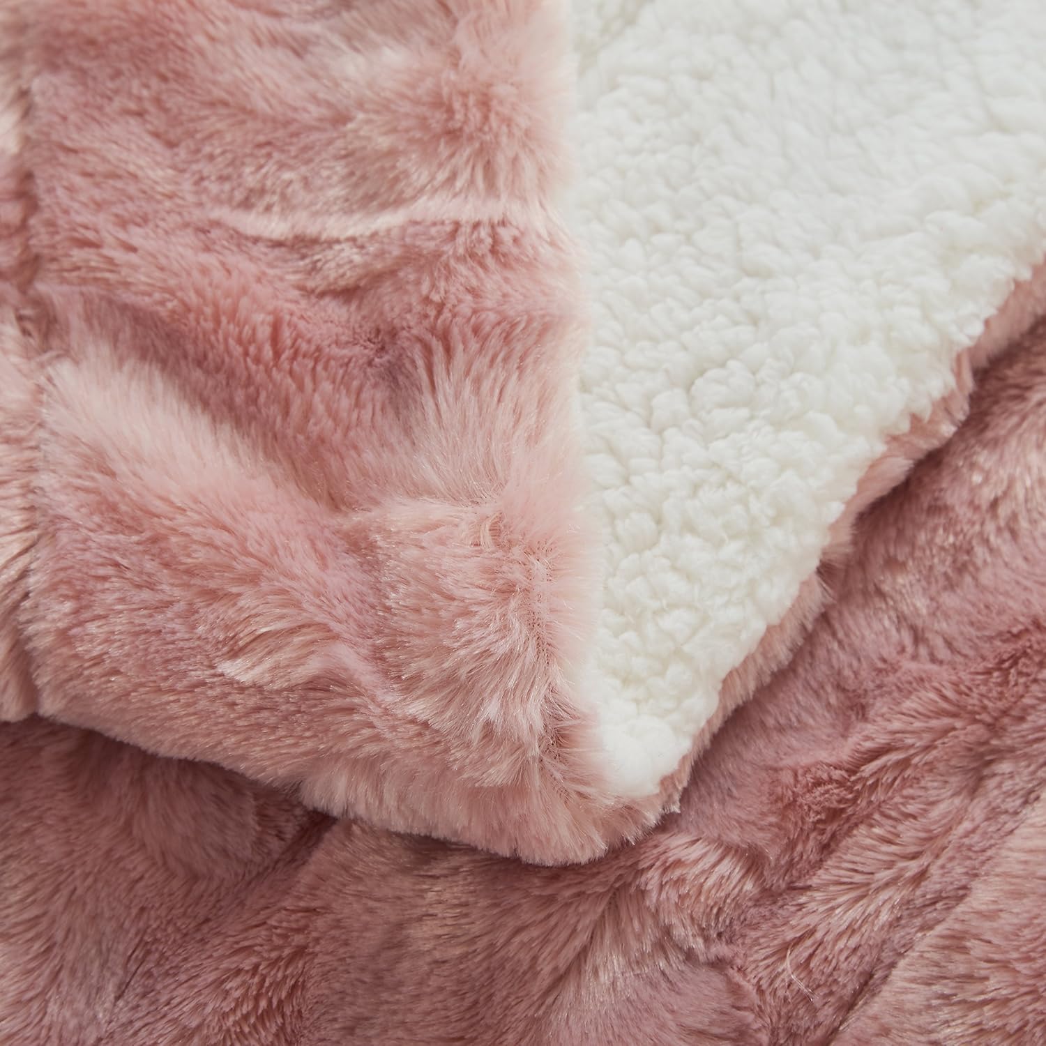 Tache 50x60 Faux Fur Blush Light Dusty Rose Gold Pink Super Soft Warm Throw Blanket: Home & Kitchen