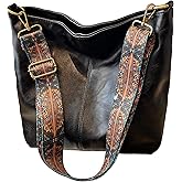 Fashion Hobo Bags for Women Vegan Leather Crossbody Bag with Guitar Strap Shoulder Purses and Handbags
