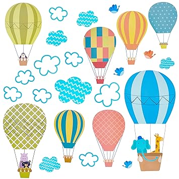 Amazon Com Hot Air Balloon Wall Decals Animal And Cloud Wall