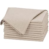 Ruvanti Linen Napkins Set of 12, Linen Cotton Blend 18&rdquo;x18&rdquo; - Natural | Washable Cloth Napkins, Soft, Absorbent Everyday Napkins. Home, Hotel, Wedding Napkins, Thanksgiving, Christmas Dinner Napkin