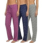 Real Essentials 3 Pack: Women’s Ultra-Soft Comfy Pajama Lounge Pants Sleepwear (Available in Plus Size)