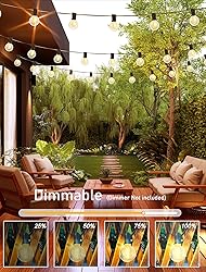 30FT LED Outdoor String Lights, G40 Globe Patio