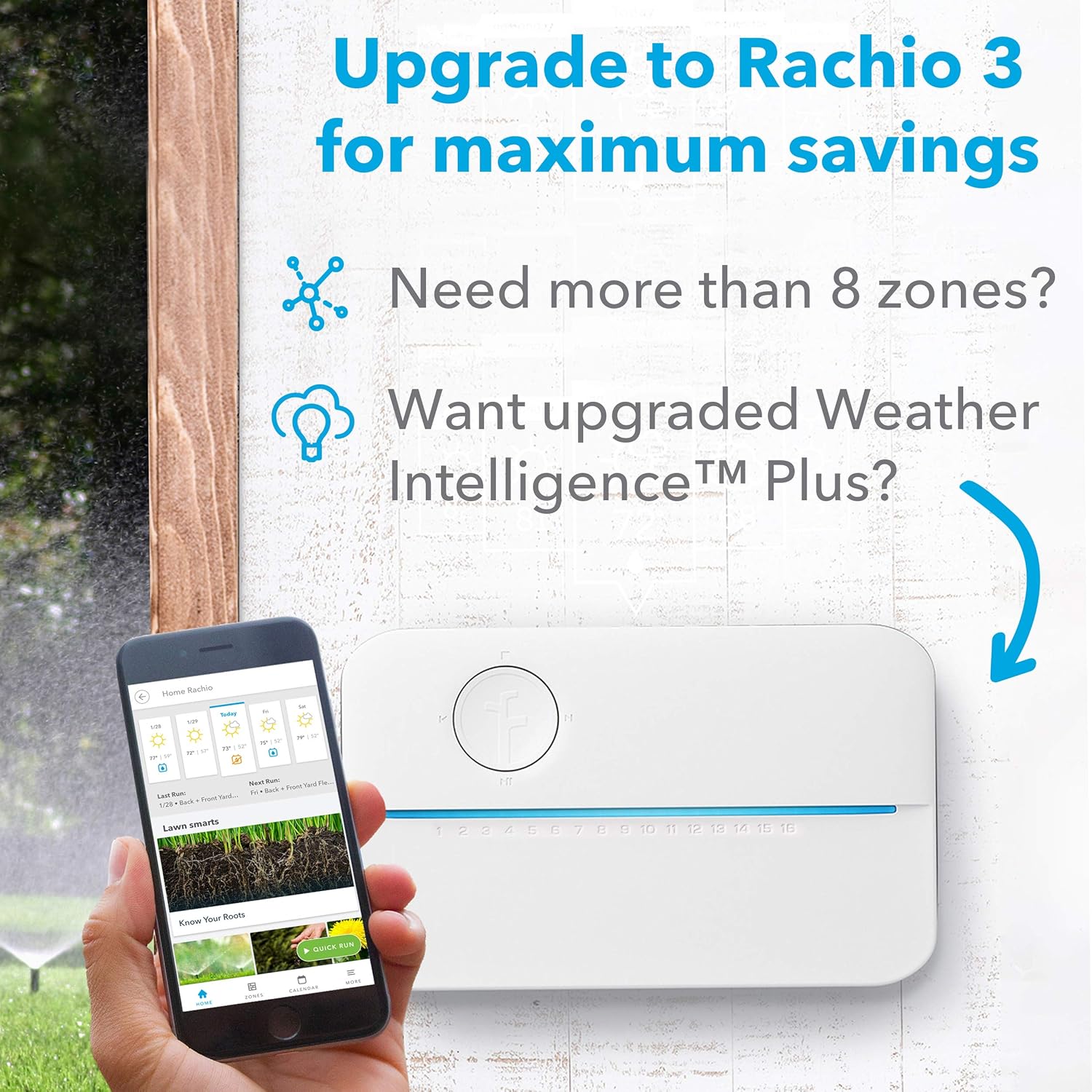 Rachio 8ZULWC-L R3e Generation: Smart, 8 Zone Sprinkler Controller, Compatible with Alexa, Gen, Gray : Garden & Outdoor