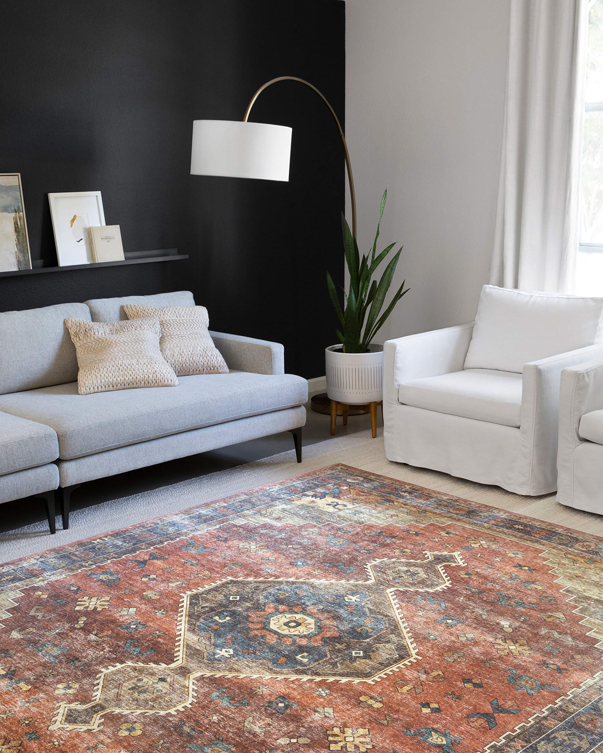 Loloi II Skye Collection SKY-11 Rust/Blue 6′-0″ x 6′-0″ Round Area Rug