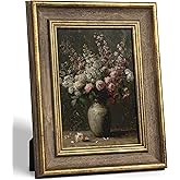 Sonefreiy 5x7 Picture Frame, Brown Gold Vintage Antique Retro 5 x 7 Photo Frame Desk and Wall Hanging Wedding Gift for Mom Grandma Family Friends
