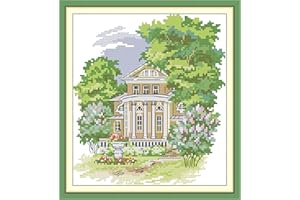 CROSSDECOR Cross Stitch Kits for Adults,Stamped Cross Stitch Kits,DIY Needlepoint Kits for Beginners Counted Embroidery Craft Supplies for Home Décor,Manor 8.5×10.3in