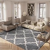 SAFAVIEH Area Rug 8x10 - Dallas Shag Collection - Large - Grey & Ivory, Trellis Pattern, Non-Shedding & Easy Cleaning, Plush 