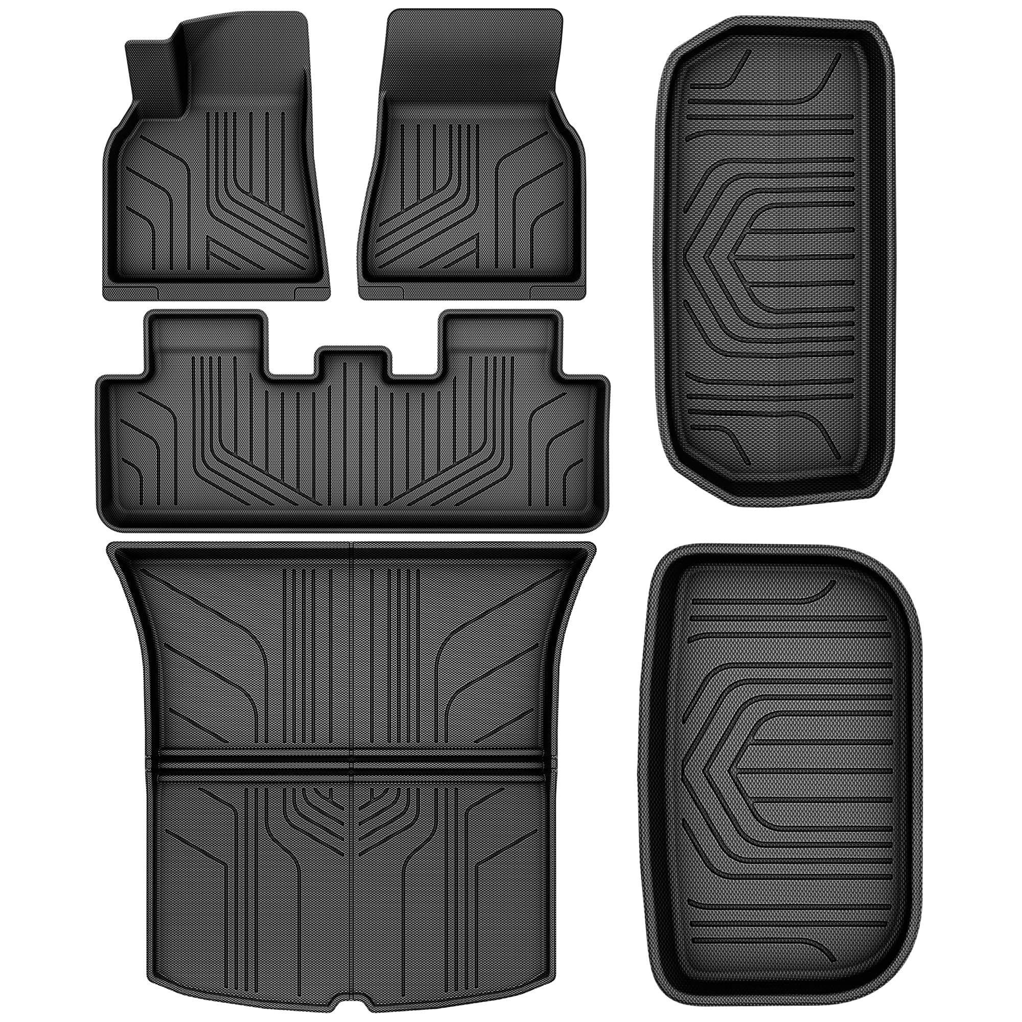 Photo 1 of YITAMOTOR Floor Mats Full Set Compatible with Tesla Model Y 2021-2024 2025 5 Seater (Not Fit Model Y Juniper), All-Weather Cargo Liners Rear Cargo Tray Trunk Automotive Accessories, Black
