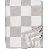 Gerber Unisex Baby Cozy Soft Silky Mink Checkerboard Grid Blanket, Tan Check, One Size