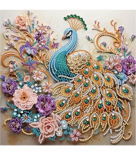 SOURMO Hanging Diamond Art Painting Ornament - DIY Peacock Acrylic Diamond Pendant Kit For Adults