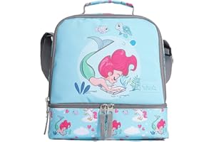 Tilami Lunch Bags Insulated Adjustable Strap Zipper, Two Compartments Cooler Bags, Bento Bags for Kids Toddlers (Mermaid)
