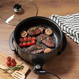 VonShef Electric Frying Pan 5L 1500W 30cm Non-Stick Skillet with Glass Lid view 9