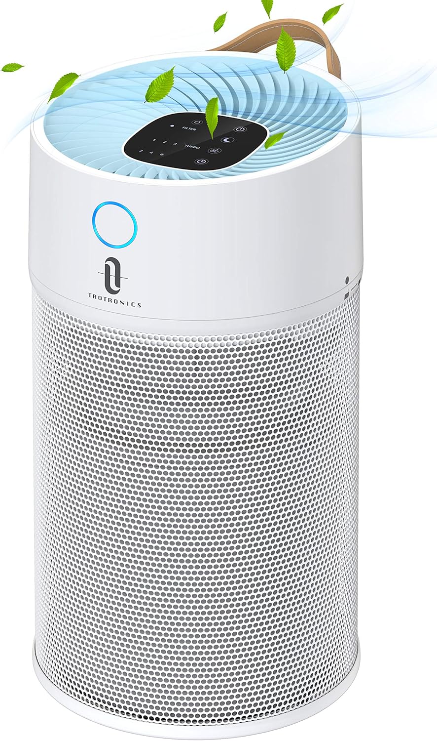 TaoTronics Air Purifier for Home 312 ft² Large Room H13 True HEPA Air Filter, CADR 300 m³/h, Remove 99.97% Smoke Dust Mold Pollen Pet Dander, Air Cleaner with Sleep Mode Leather Handle