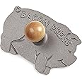 Norpro Cast Iron Pig Shaped Bacon Press with Wood Handle, 8.5in/21.5cm