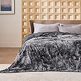 Bedsure GentleSoft Sherpa Fluffy Blanket Queen Size for Bed - Fleece Warm and Cozy for Women Gift, Plush & Fuzzy Faux Fur Christmas Blanket for Couch, Sofa Decor, Tie Dye Design, Grey, 90x90 Inches