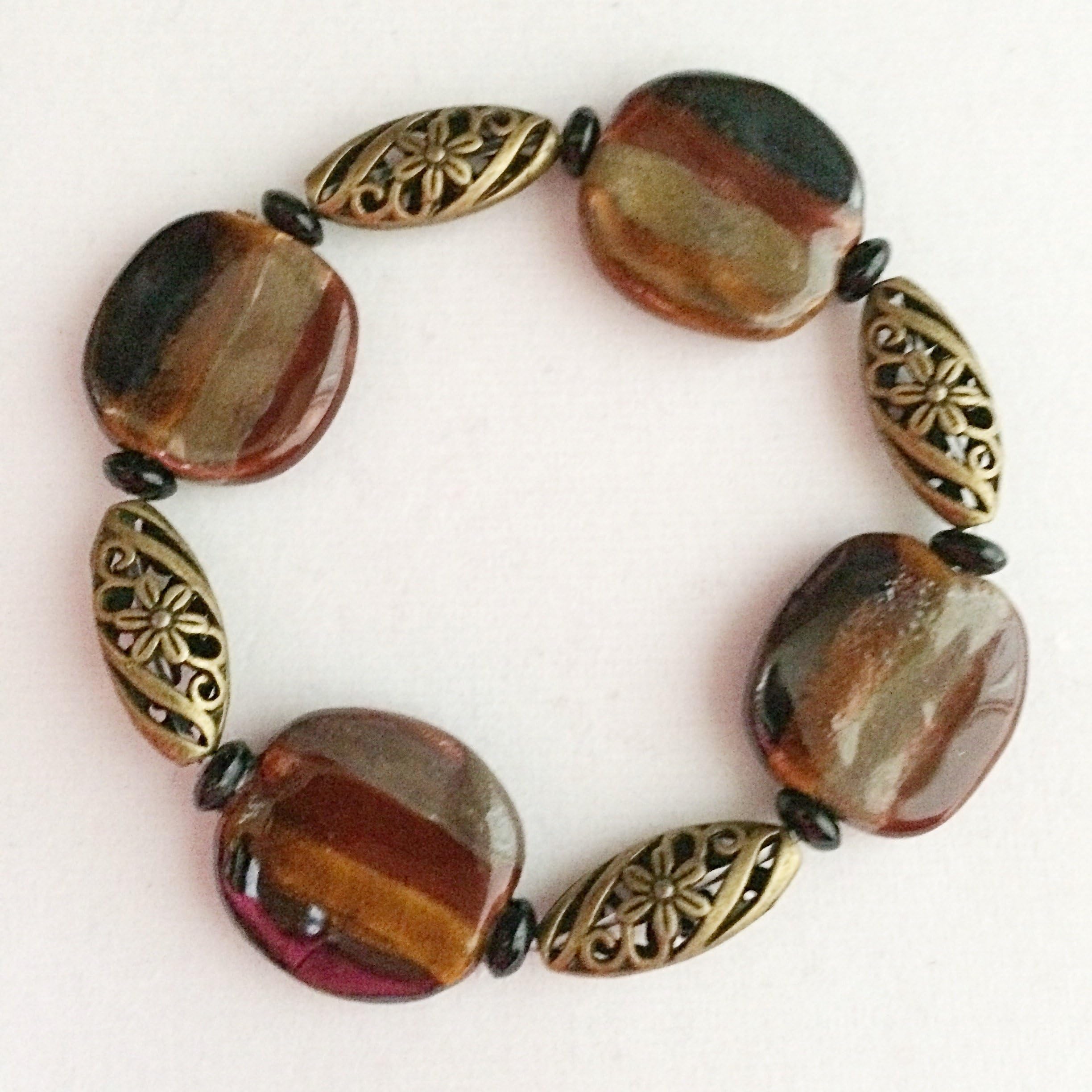 KAZURI BRACELET - Browns & Black with Antique Bronze