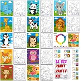 12PCS Pre Drawn Canvas to Paint for Kids Cute Animal Paint Party | 8x10IN Canvas with Drawing Ready to Paint Cute Animal Kids Art Gift