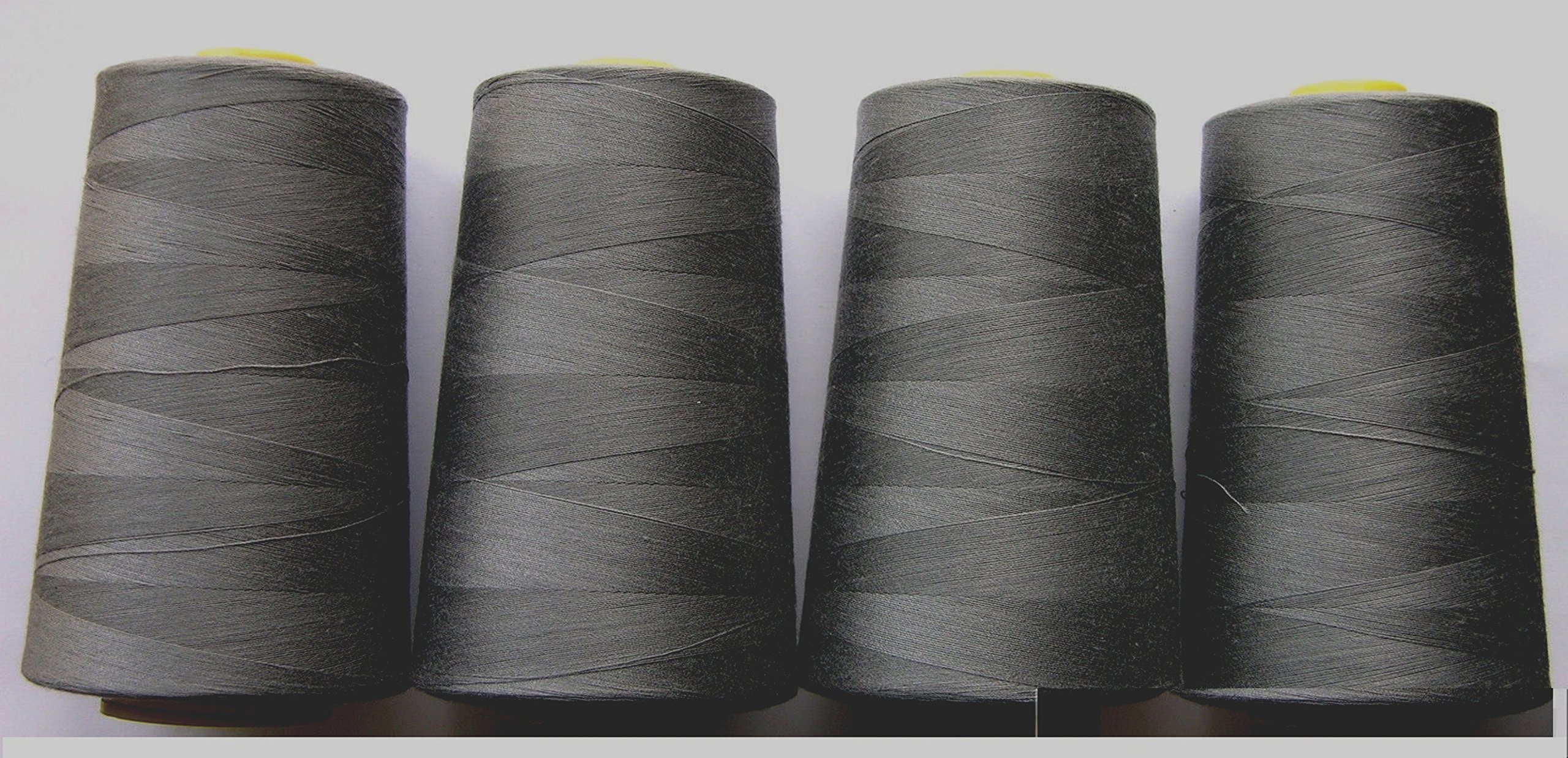 Polyester All Purpose Polyester Sewing Thread 40S/2-4 x 5000 Meters (5468 Yard) Cones - (Dark Grey) 4 Large Cones for Sewing, Quilting, Piecing, Stitch, Serger and Overlock