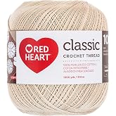 Red Heart Classic Cotton Crochet Thread Size 10, Natural, Single | 100% Mercerized Cotton Crochet Thread for Doilies, Tablecloths, Home D&eacute;cor, and Apparel, 1,000 yards/914m