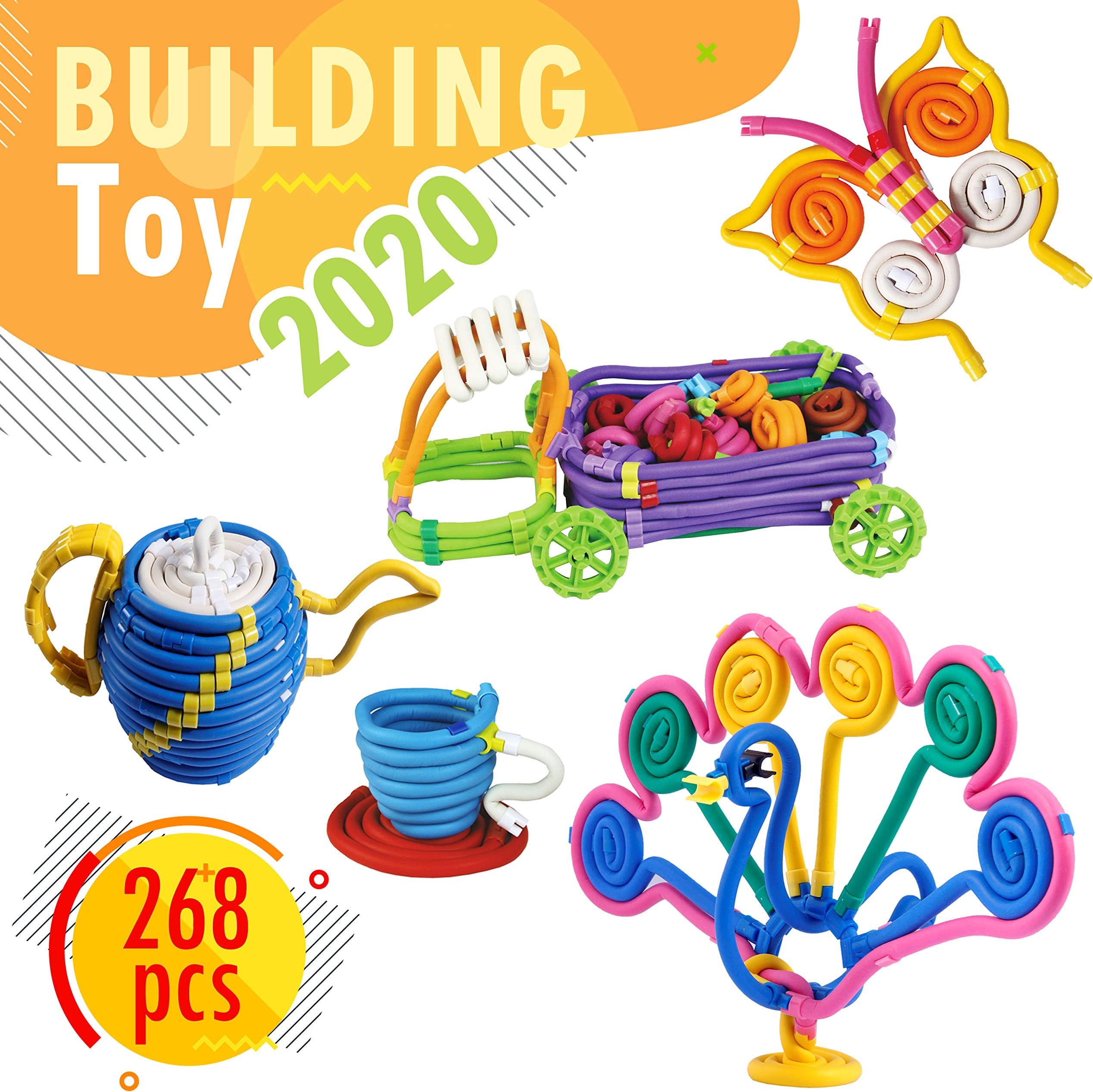 JAMTOYS Bendable Building Sticks Set for Kids - Fun Educational Engineering STEM Toys for Boys and Girls - Soft, Safe, Flexible, and Mess-Free - Great Birthday for Children (268-Pieces)