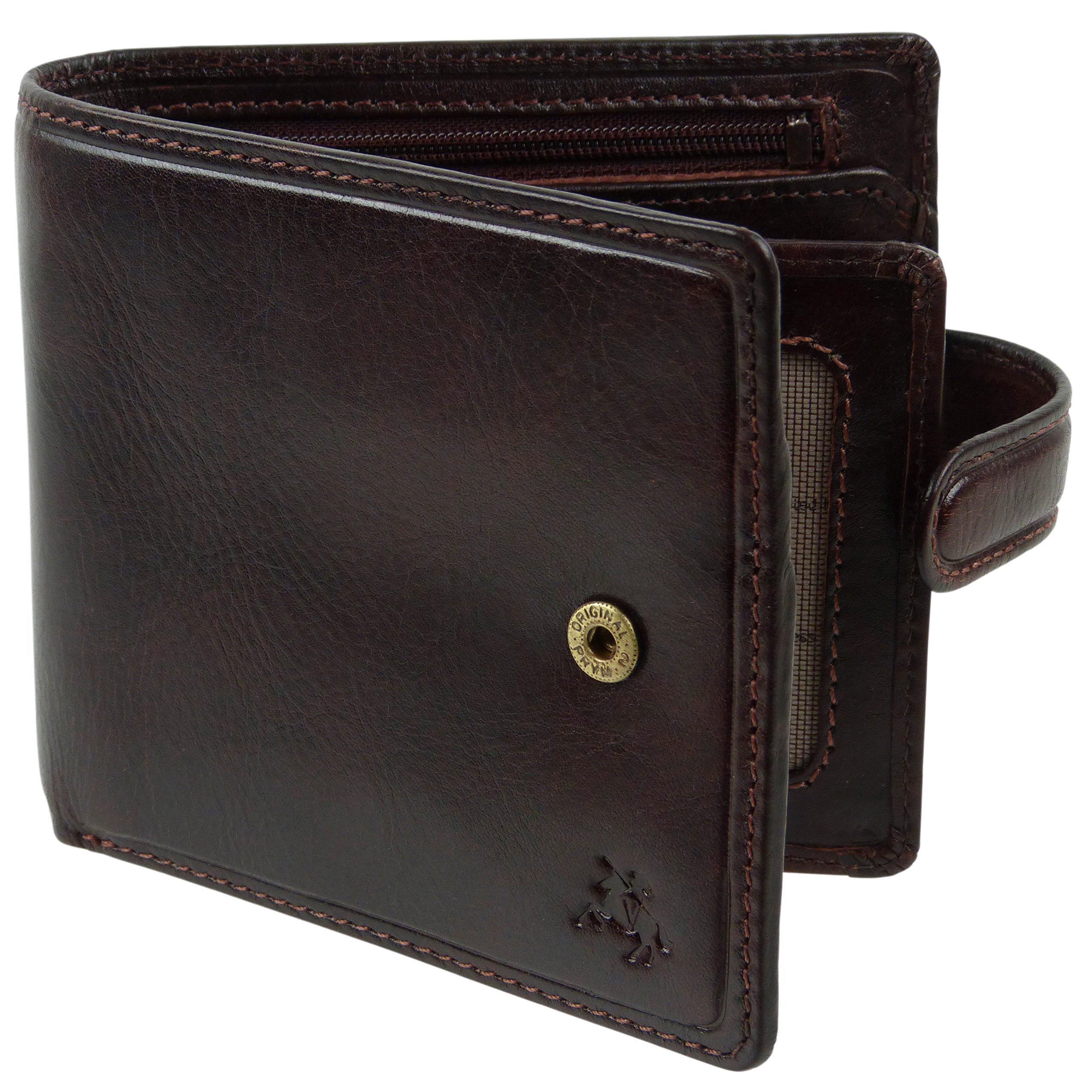 Visconti. Mens Italian Leather Stylish RFID Protected Tabbed Wallet Tuscany Gift Box-Brown
