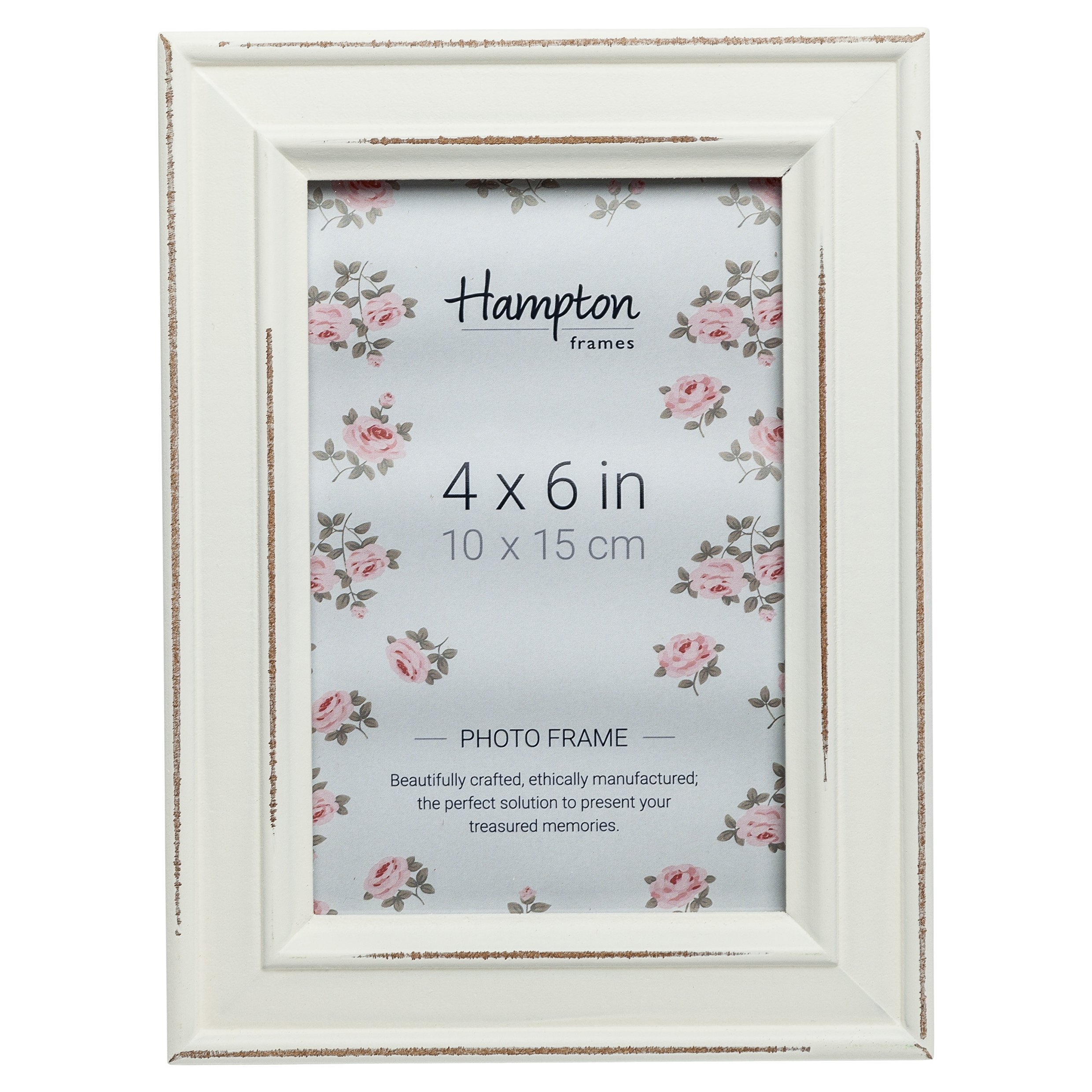 Hampton Frames PALOMA Distressed Shabby Chic Picture Photo Frame White 4x6 (10x15cm) PAL301946W