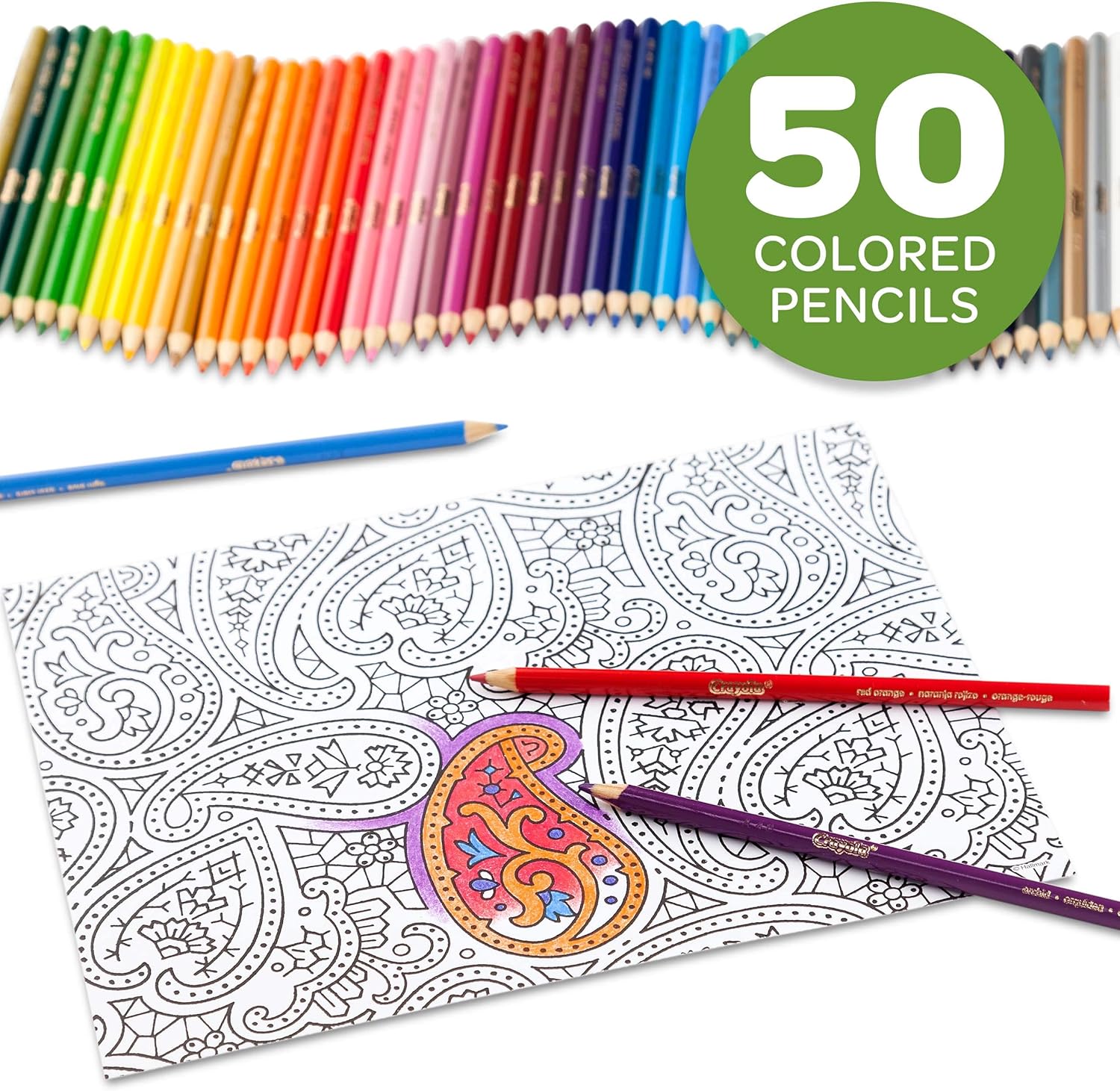 Crayola Colored Pencils, Adult Coloring, Stocking Stuffers for Teens, 50 Count: Toys & Games