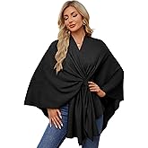 PULI Women's Elegant Shawl Wraps Soft Open Front Poncho Sweater for Spring Fall Winter