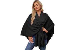 PULI Women's Elegant Shawl Wraps Soft Open Front Poncho Sweater for Spring Fall Winter