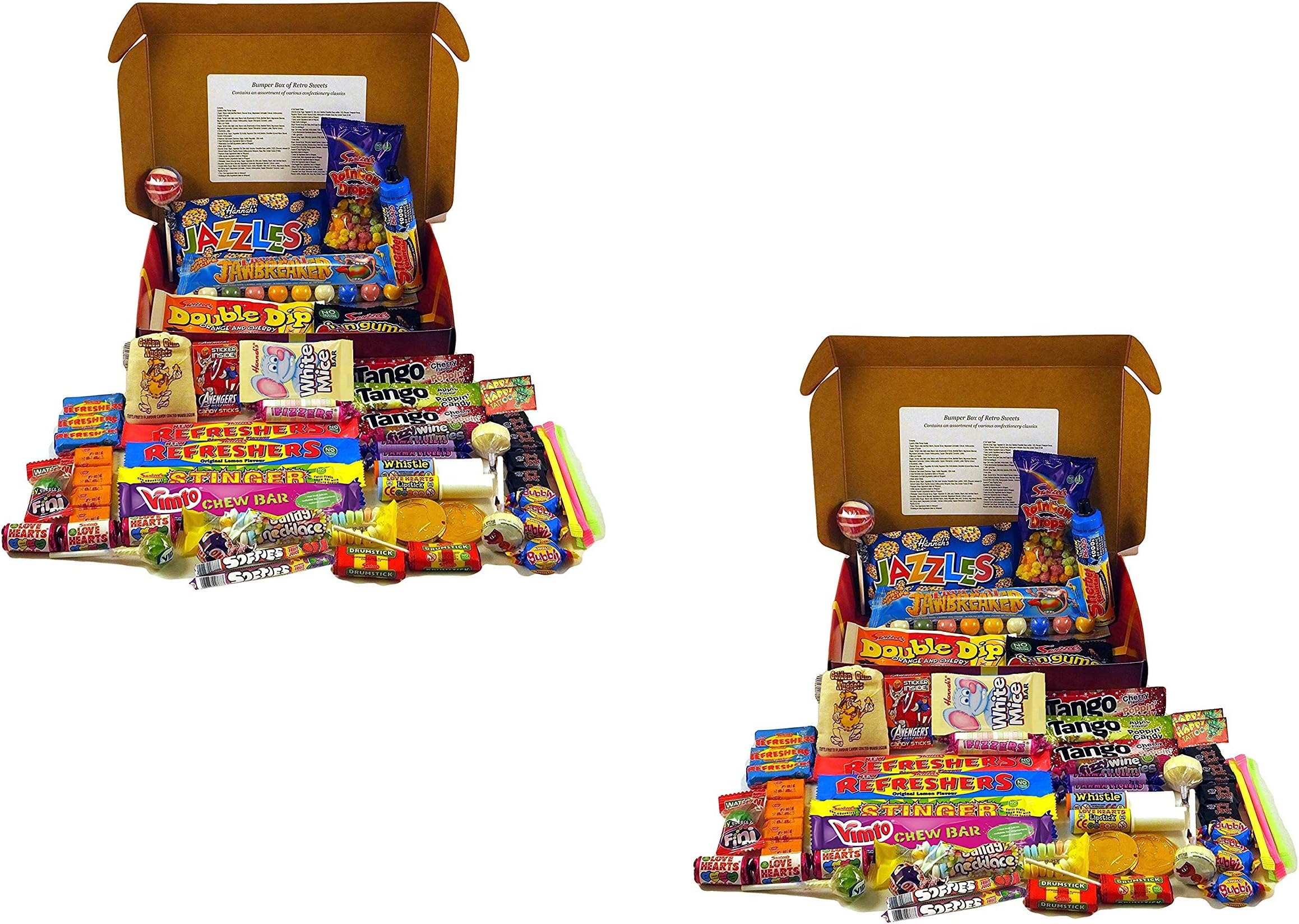 Bumper Retro Sweets Selection Luxury Red Gift Box with A Gold Bow; Crammed Full of The Most Iconic Sweets from Your Childhood Sweetshop( 2[Pack)
