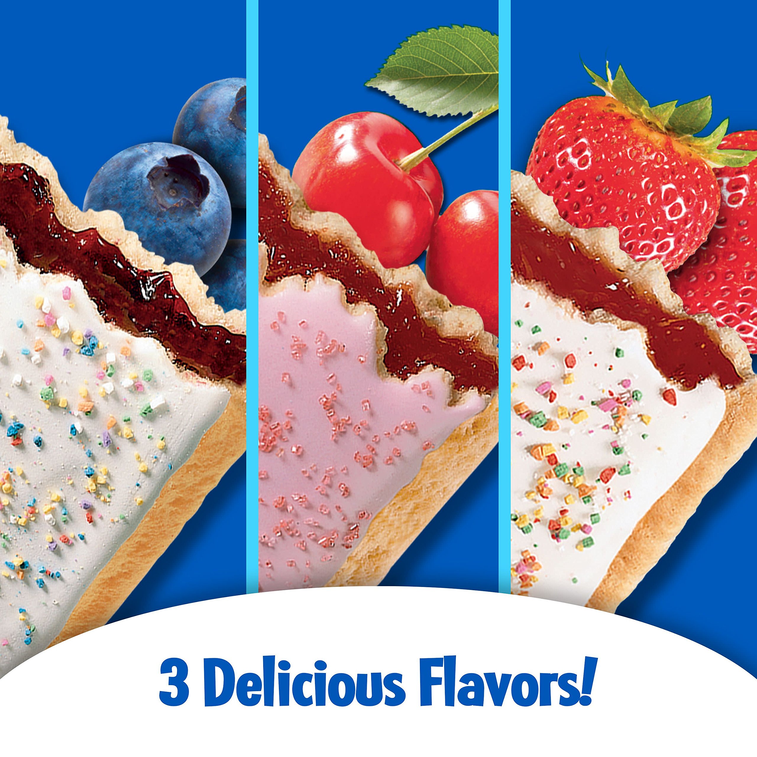 Pop-Tarts Breakfast Toaster Pastries, Flavored Variety Pack, Frosted Strawberry, Frosted Blueberry, Frosted Cherry, 22 oz (12 Count) - Image 6