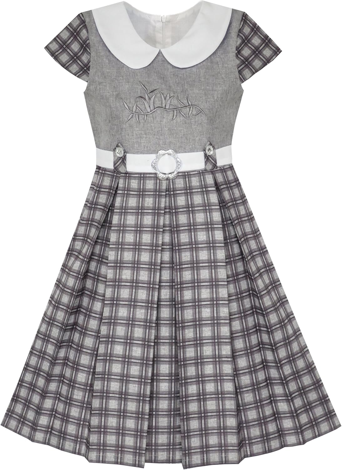 Sunny Fashion Girls Dress Pink Belted School Pleated Hem Size 4-14: Clothing