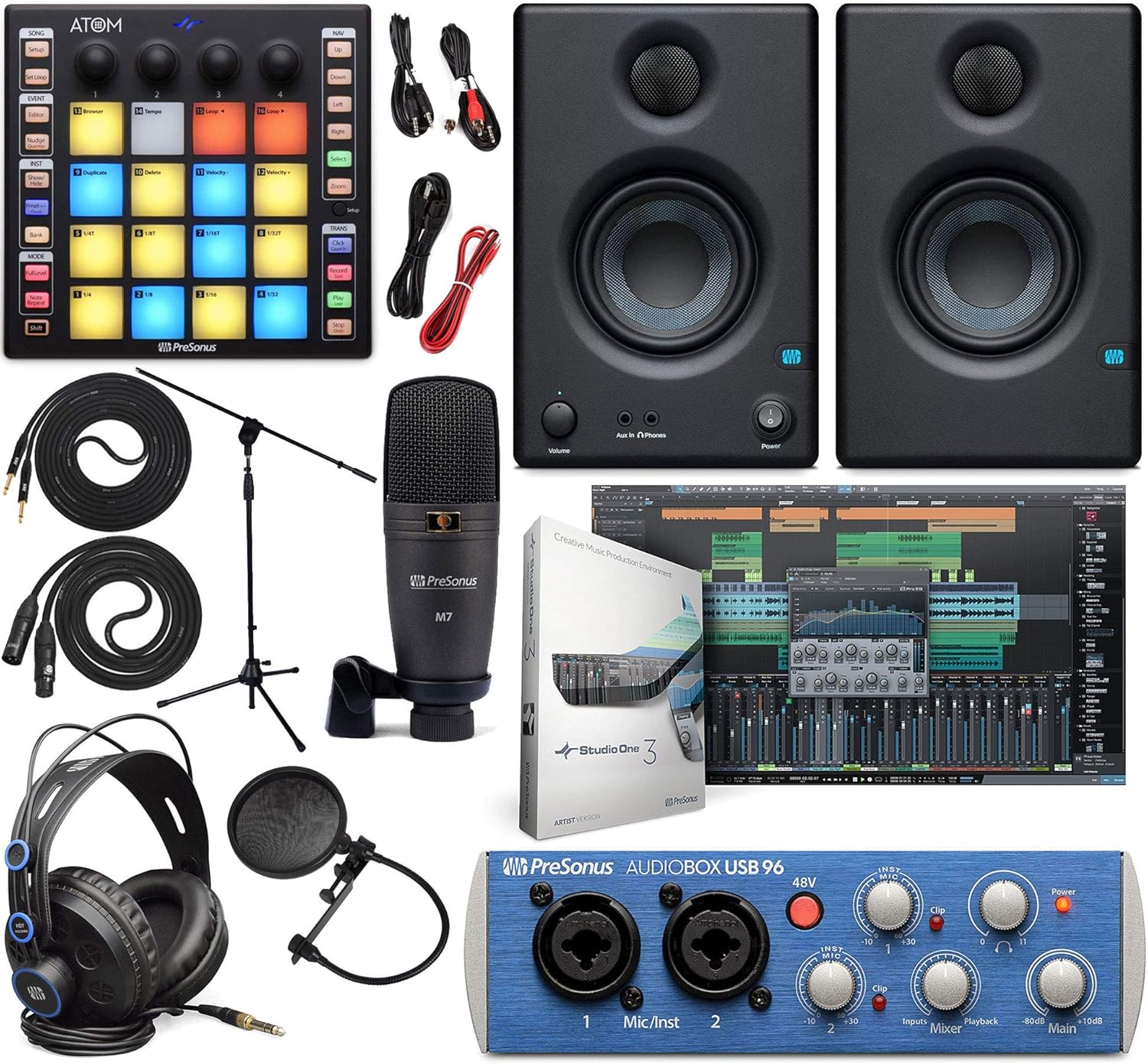 PreSonus AudioBox 96 Audio Interface Full Studio Bundle