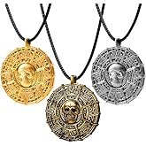 Spooktacular Creations 3PCS Pirate Coin Necklace, Halloween Skull Necklace for Men, Women Cosplay Props Dress Up Accessories