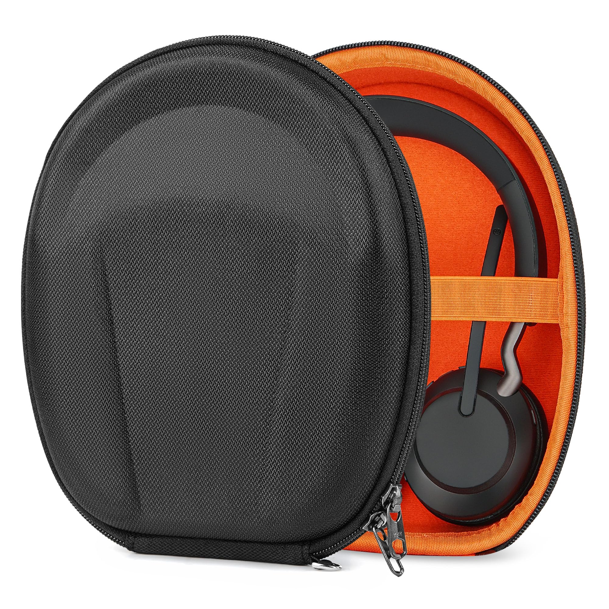 Geekria Shield Case Compatible with Jabra Elite45h, Evolve2 75/65/55/50/30, Replacement Protective Hard Shell Travel Carrying Bag with Cable Storage (Black)