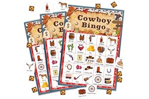 WENHIHSIY Cowboy Bingo Game Cards for Adults, Western Bingo Cards Game for Family Holidays Friends Gatherings, Ideal for Wild West Themed Party Games, 24 Players Birthday Party Supplies Favors, 012