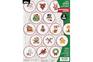 Bucilla Cross-Stitch 14 Piece Ornament Making Kit, Classic Christmas Collection, Perfect for DIY Arts and Crafts, 89454E