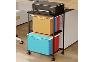 SBANMAO Letter/Legal Rolling File Cabinet Cart,2 Drawers Filing Cabinet for Home Office,Hanging File Folders Organizer for Under Desk Storage,Mobile Printer Stand with Wheels,Black(Patent Pending)