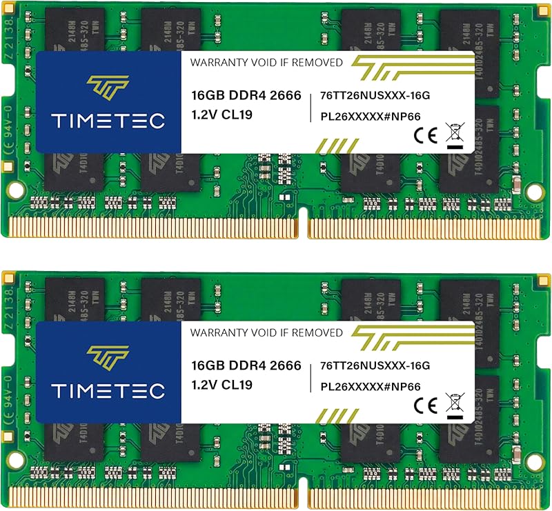 Timetec Elite 32GB DDR4 2666MHz SODIMM 2x16GB CL19 260-Pin Laptop RAM
