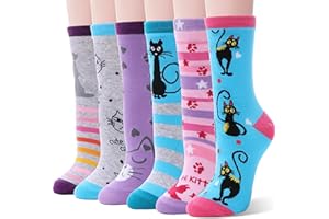EBMORE Kids Girls Socks Funny Cute Crazy Fun Animal Fashion Novelty Crew Socks 6 Pairs