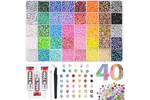 TINKRSTUFF 40000Pcs 40 Colors Jelly Rhinestones for Bedazzling, 3mm Multicolor Resin Flatback Gems for Diamond Art, Bedazzler Kit with 3Pcs 10ml B7000 Jewelry Glue for Crafting Book Shoes Nail Art