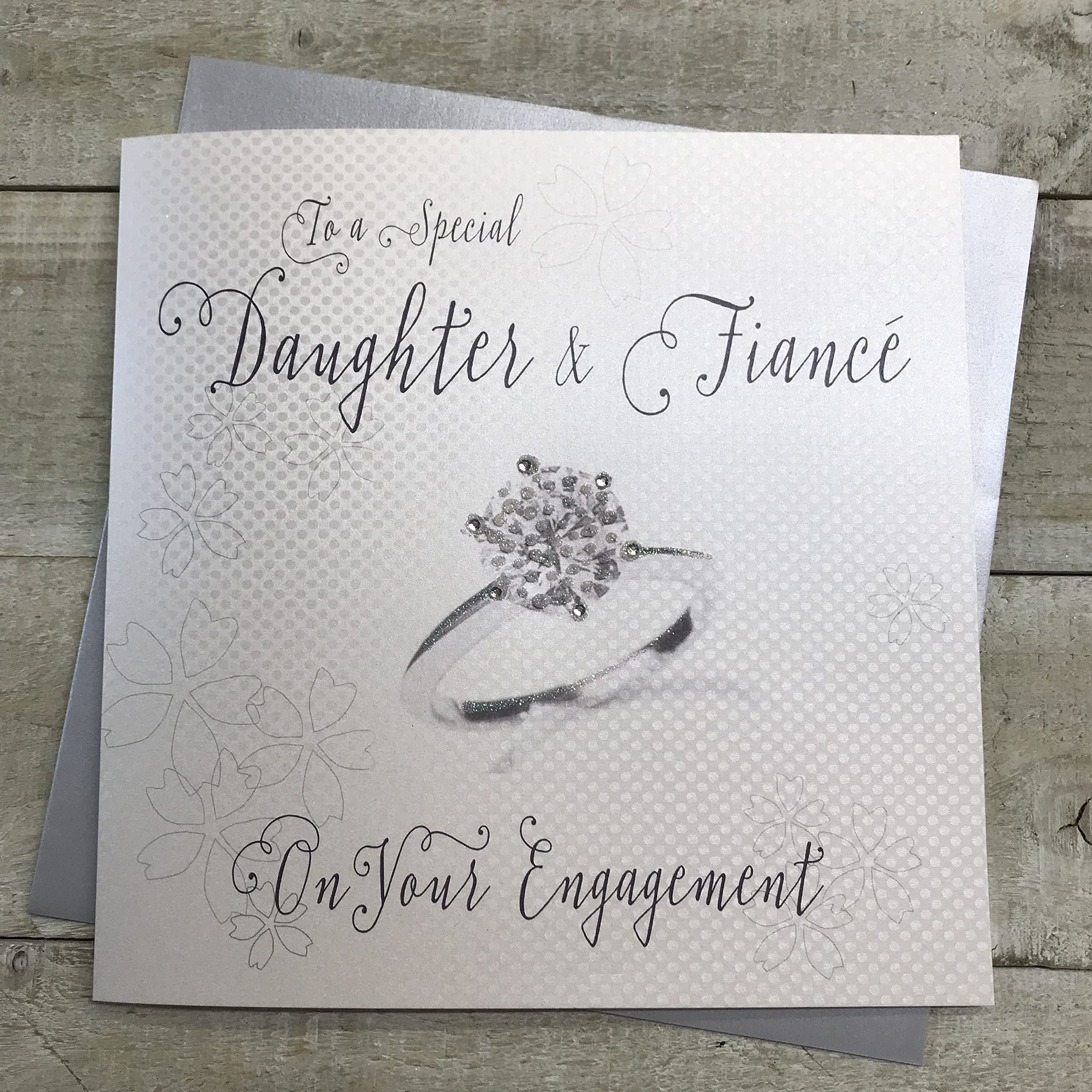 white cotton cards "To a Special Daughter & Fiancé On Your Engagement Handmade Engagement Card, xlwb222 NEW,22x22cm