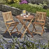 Garden Life Wooden Bistro Set - Folding Patio Table & 2 Chairs - Acacia view 3