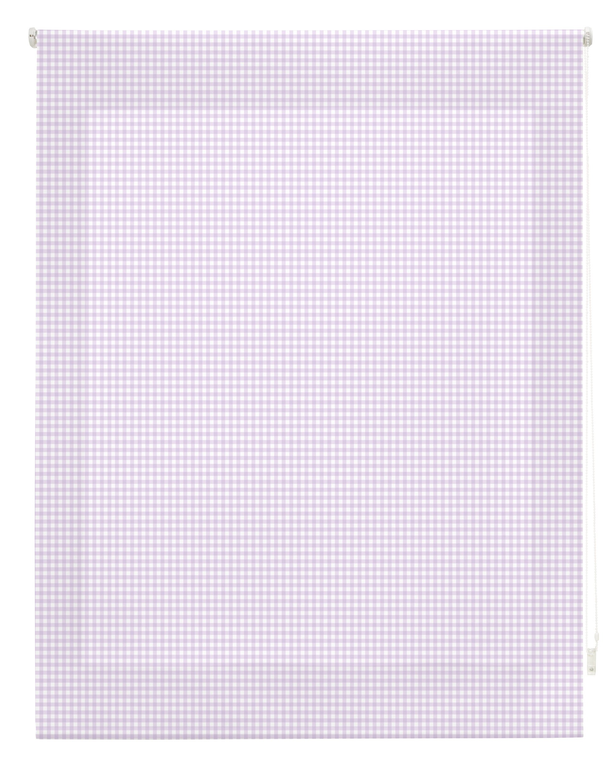 blindecor Vichy Roller, Fabric, Lilac, 130 x 180 cm